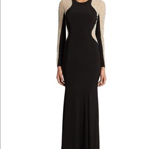 Xscape long sleeve beaded gown